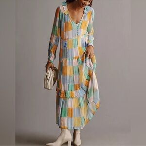 Anthropologie The Marais Printed Chifon Maxi Dress